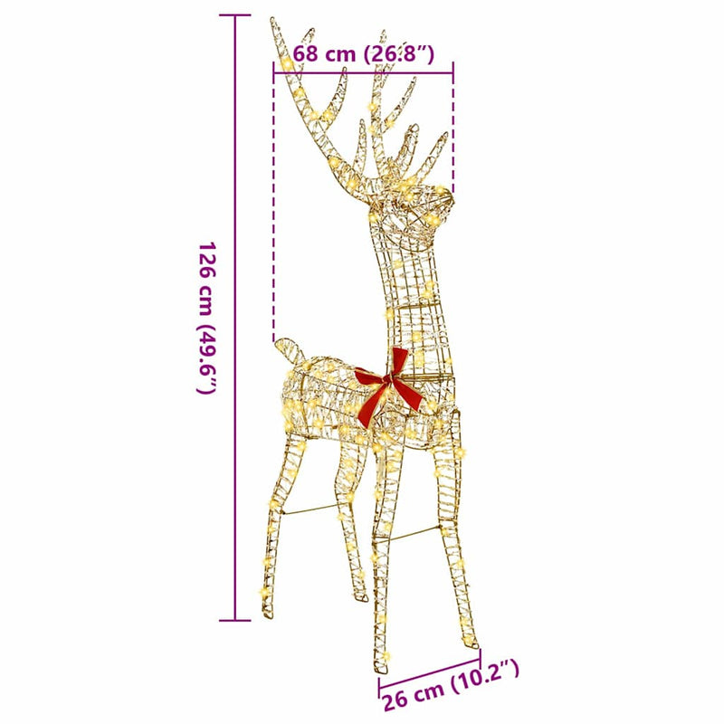 vidaXL 3D rénszarvas Meleg fehér 128 cm PET
