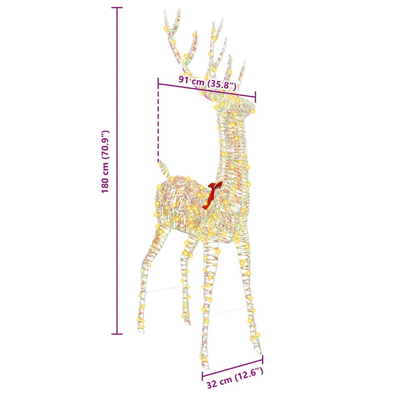 vidaXL 3D rénszarvas Meleg fehér 180 cm PET