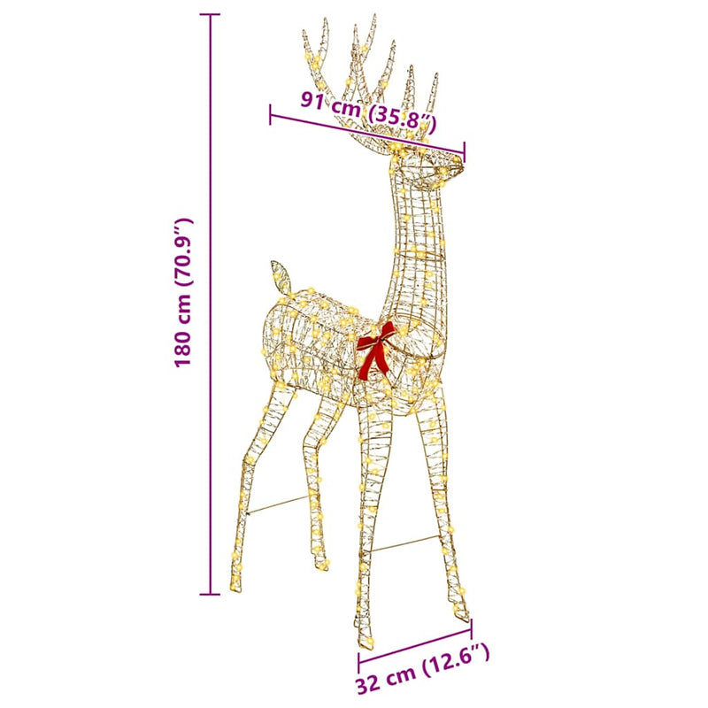 vidaXL 3D rénszarvas Meleg fehér 180 cm PET