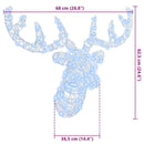 vidaXL Rénszarvas fej Hideg feher 68 x 36.5 x 62.5 cm Akril