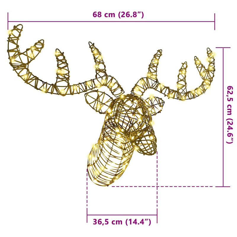 vidaXL Rénszarvas húzta szán Meleg fehér 60 cm Rattan