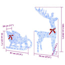 vidaXL Rénszarvas húzta szán 200 LED-del Kék 70 x 26 x 128,5 cm Akril