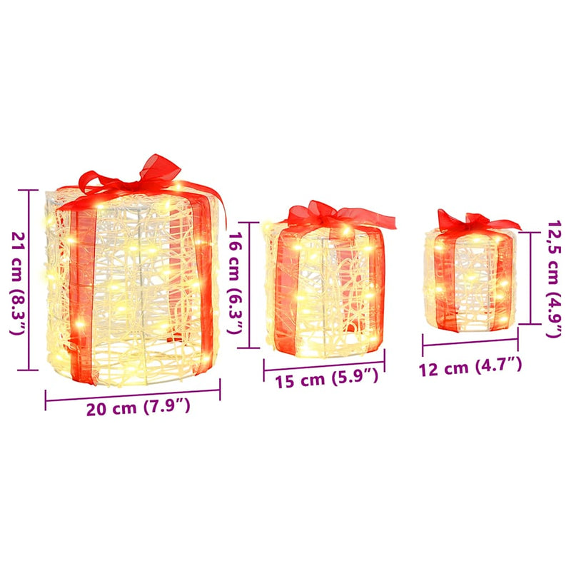 vidaXL Ajándéktáska Díszítés 3 pcs Meleg fehér 20 x 20 x 21 cm Akril