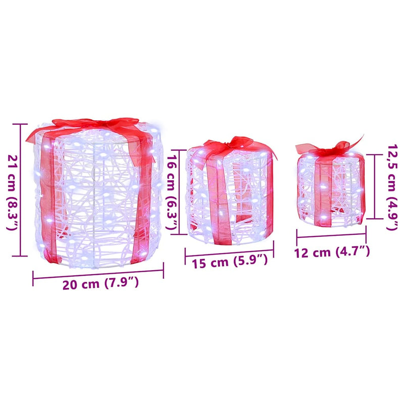 vidaXL Ajándéktáska Díszítés 3 pcs Hideg feher 20 x 20 x 21 cm Akril