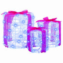 vidaXL Ajándéktáska Díszítés 3 db 60 LED Kék 20 x 20 x 21 cm Akril
