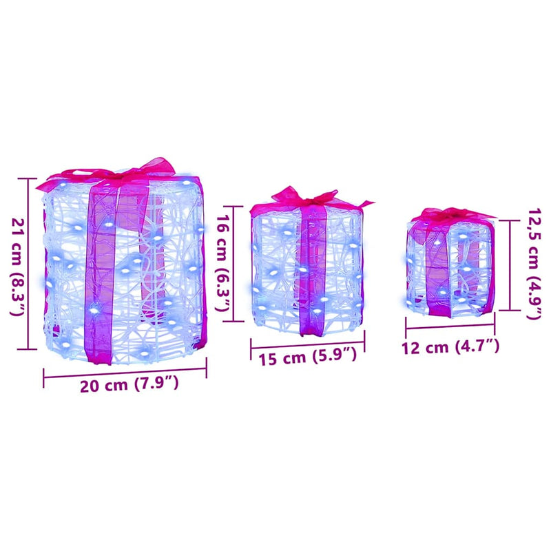 vidaXL Ajándéktáska Díszítés 3 pcs Kék 20 x 20 x 21 cm Akril