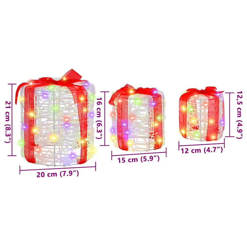 vidaXL Ajándéktáska Díszítés 3 pcs színes 20 x 20 x 21 cm Akril