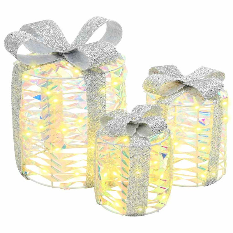 vidaXL Ajándékdoboz Dekoráció 3 pcs Meleg fehér 20 x 20 x 20 cm PET