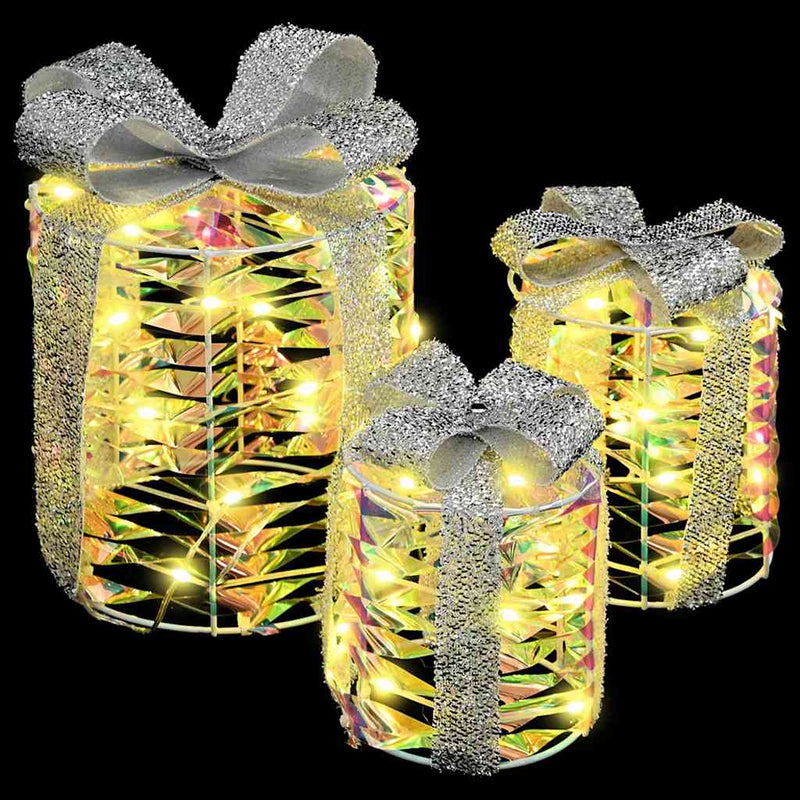 vidaXL Ajándékdoboz Dekoráció 3 pcs Meleg fehér 20 x 20 x 20 cm PET