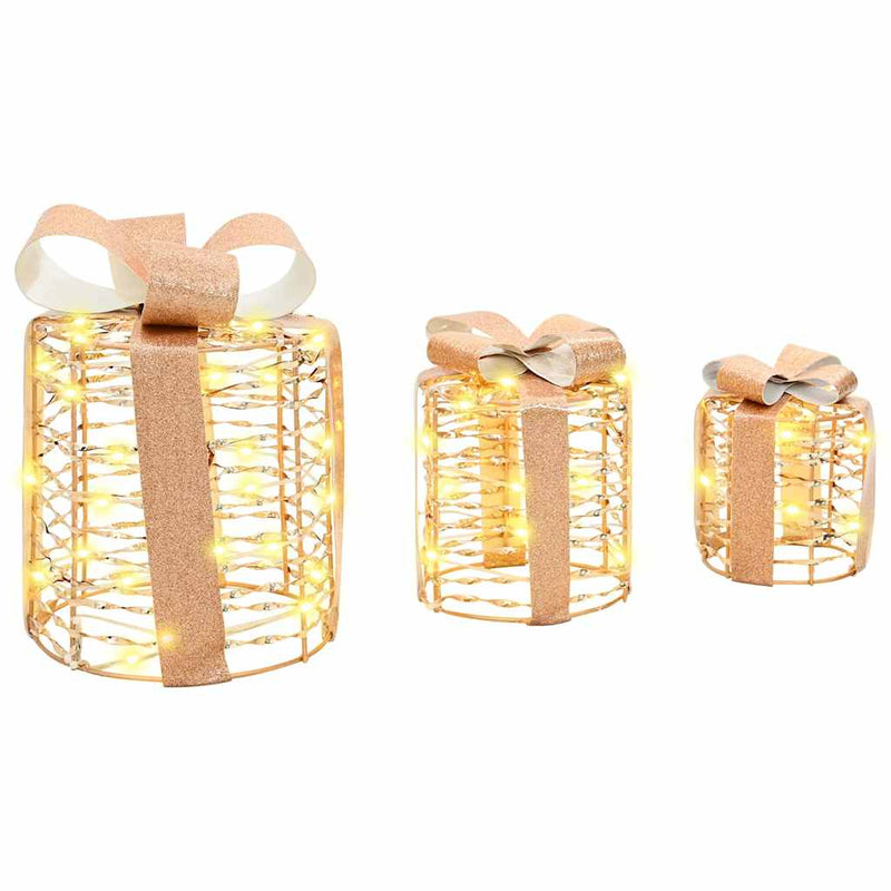 vidaXL Ajándékdoboz Dekoráció 3 pcs Meleg fehér 20 x 20 x 20 cm PET