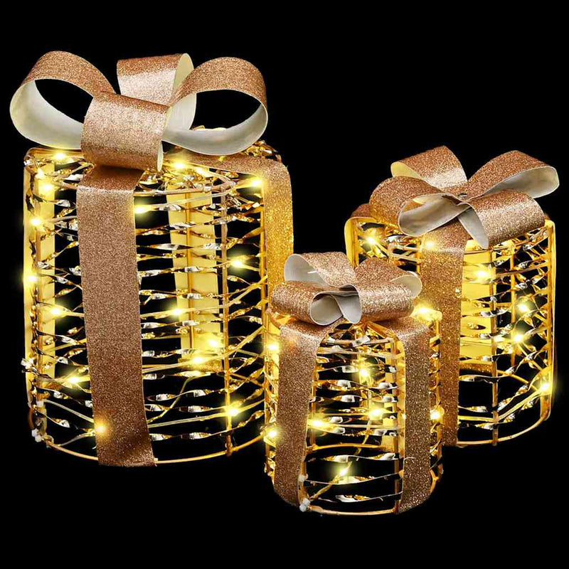 vidaXL Ajándékdoboz Dekoráció 3 pcs Meleg fehér 20 x 20 x 20 cm PET
