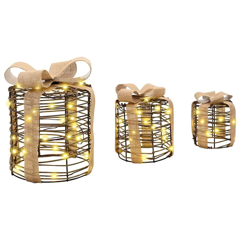 vidaXL Ajándékdoboz Dekoráció 3 pcs Meleg fehér 20 x 20 x 20 cm Rattan