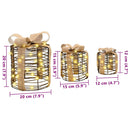 vidaXL Ajándékdoboz Dekoráció 3 pcs Meleg fehér 20 x 20 x 20 cm Rattan