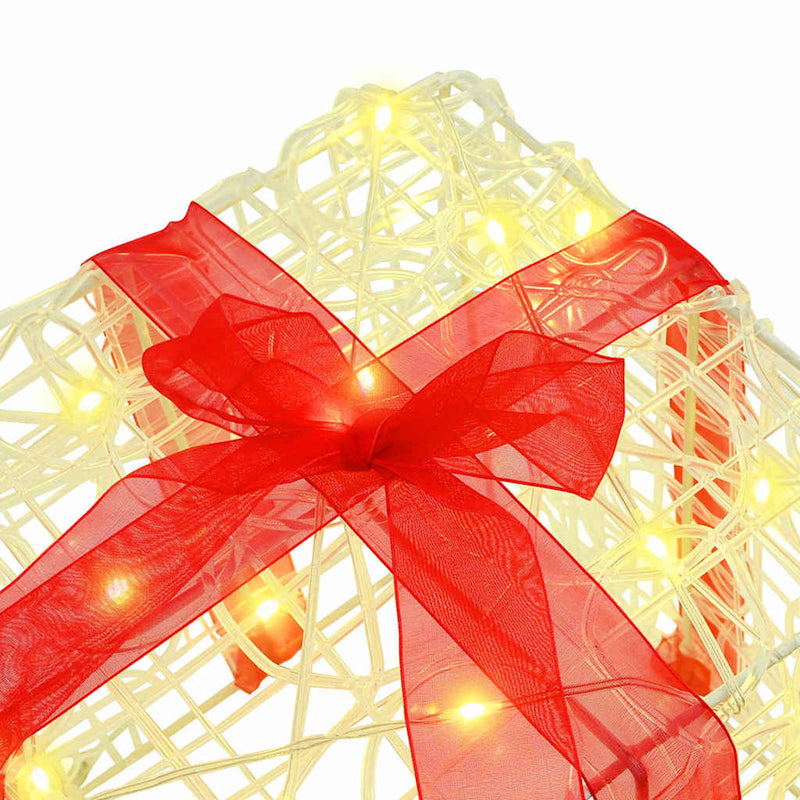 vidaXL Ajándékdoboz 60 LED-del 3 pcs Meleg fehér 20 x 20 x 20 cm Akril