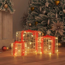 vidaXL Ajándékdoboz 60 LED-del 3 pcs Meleg fehér 20 x 20 x 20 cm Akril