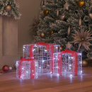 vidaXL Ajándékdoboz 60 LED-del 3 pcs Hideg feher 20 x 20 x 20 cm Akril