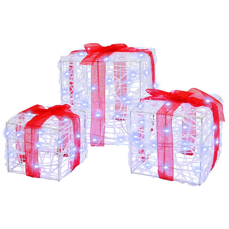 vidaXL Ajándékdoboz 60 LED-del 3 pcs Hideg feher 20 x 20 x 20 cm Akril