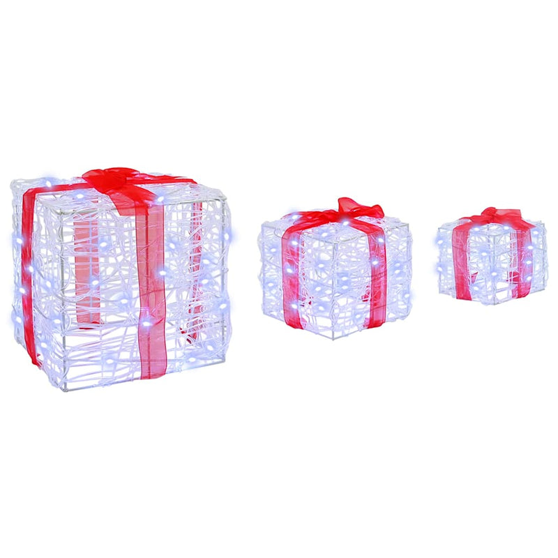 vidaXL Ajándékdoboz 60 LED-del 3 pcs Hideg feher 20 x 20 x 20 cm Akril