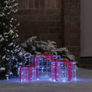 vidaXL Ajándékdoboz 60 LED-del 3 pcs Kék 20 x 20 x 20 cm Akril