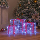 vidaXL Ajándékdoboz 60 LED-del 3 pcs Kék 20 x 20 x 20 cm Akril