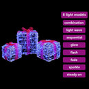 vidaXL Ajándékdoboz 60 LED-del 3 pcs Kék 20 x 20 x 20 cm Akril