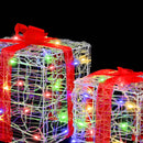 vidaXL Ajándékdoboz 60 LED-del 3 pcs Sokszínű 20 x 20 x 20 cm Akril