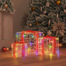 vidaXL Ajándékdoboz 60 LED-del 3 pcs Sokszínű 20 x 20 x 20 cm Akril