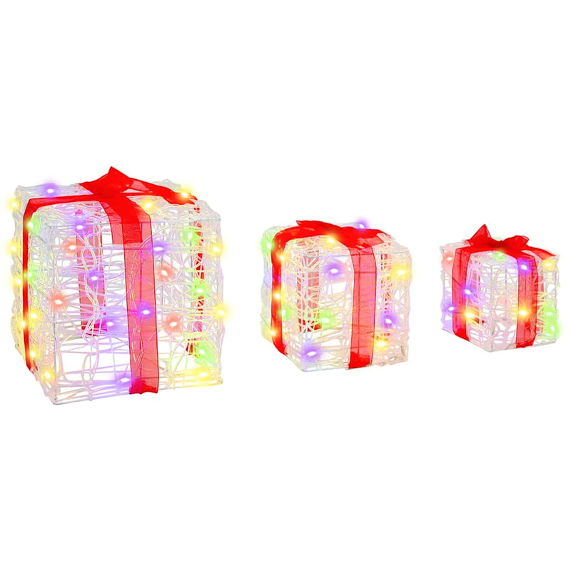 vidaXL Ajándékdoboz 60 LED-del 3 pcs Sokszínű 20 x 20 x 20 cm Akril