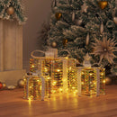 vidaXL Ajándékdoboz 60 LED-del 3 pcs Meleg fehér 20 x 20 x 20 cm PET