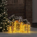 vidaXL Ajándékdoboz 60 LED-del 3 pcs Meleg fehér 20 x 20 x 20 cm PET
