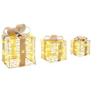 vidaXL Ajándékdoboz 60 LED-del 3 pcs Meleg fehér 20 x 20 x 20 cm PET