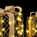 vidaXL Ajándékdoboz 3 pcs Meleg fehér 20 x 20 x 20 cm Rattan