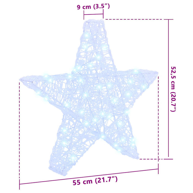 vidaXL 3D Csillag 50 LED-del Hideg feher 55 x 53.5 x 10 cm Akril