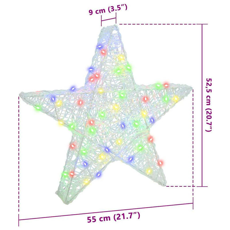vidaXL 3D Csillag 50 LED-del Sokszínű 55 x 53.5 x 10 cm Akril