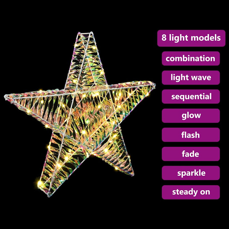 vidaXL 3D Csillag 50 LED-del Meleg fehér 55 x 52.5 x 9 cm PET