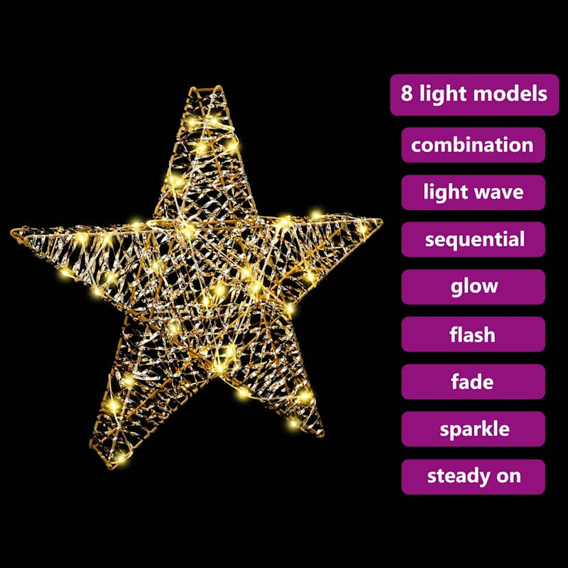 vidaXL 3D Csillag 50 LED-del Meleg fehér 55 x 52.5 x 9 cm PET