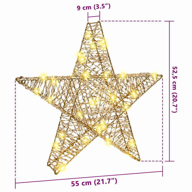 vidaXL 3D Csillag 50 LED-del Meleg fehér 55 x 52.5 x 9 cm PET