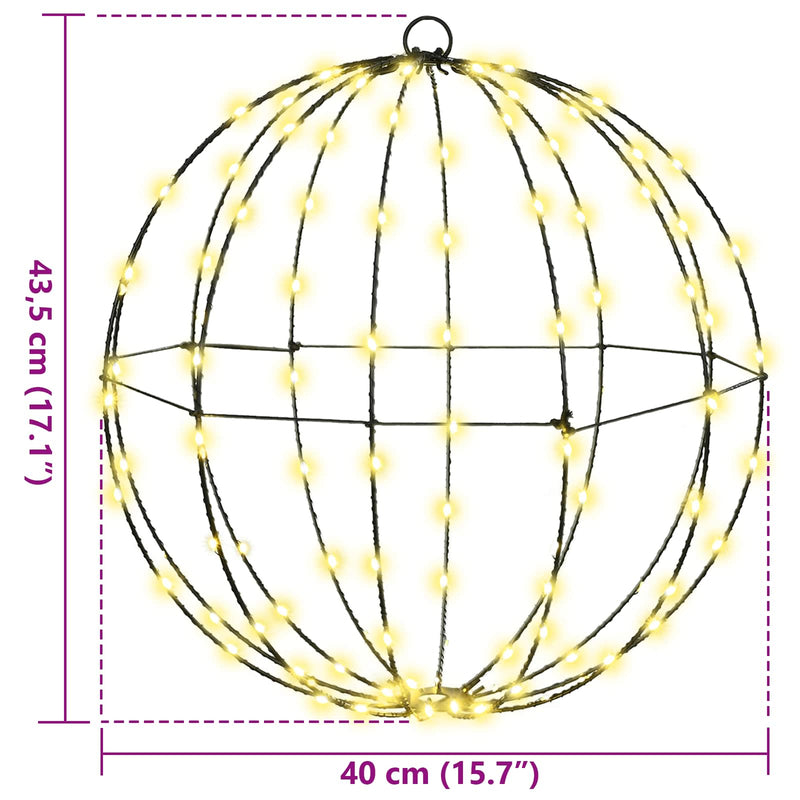 vidaXL Labda 192 LED-del 2 pcs Meleg fehér 43.5 cm Fém