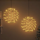 vidaXL Labda 2 db Meleg fehér 50 x 50 x 52 cm Fém 320 LED