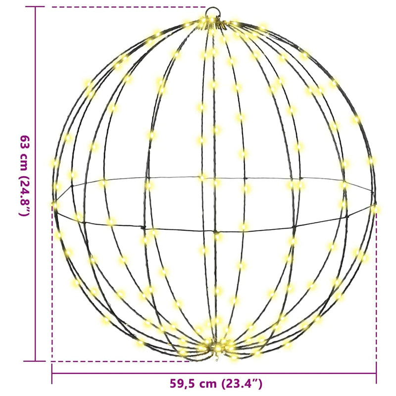 vidaXL Labda 384 LED-del 2 pcs Meleg fehér 60 cm Fém