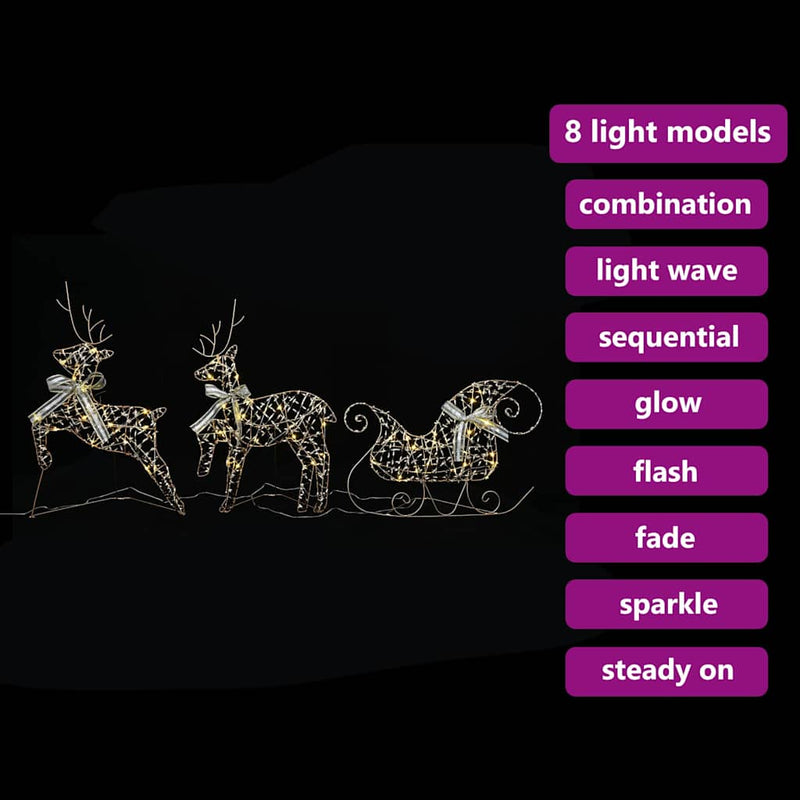 vidaXL LED rénszarvasok 60 LED-del 3 pcs Meleg fehér PET