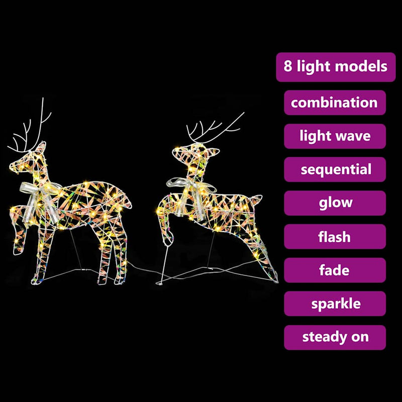 vidaXL LED rénszarvasok 40 LED-del 2 pcs Meleg fehér PET