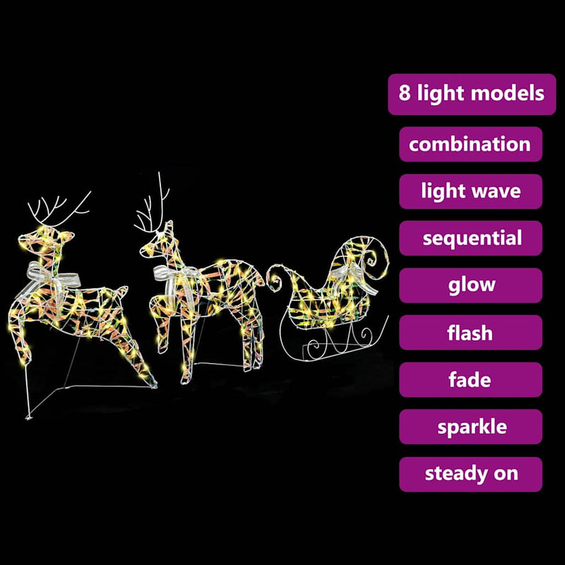 vidaXL LED rénszarvasok 60 LED-del 3 pcs Meleg fehér PET