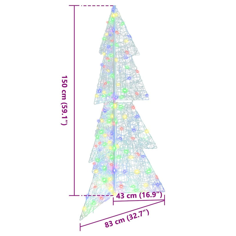 vidaXL Karácsonyfa 160 LED-del Sokszínű 150 cm Akril