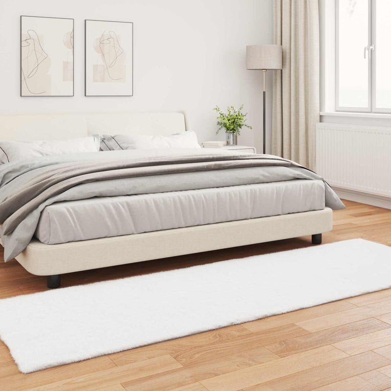 vidaXL Mű Nyúl Szőr Szőnyeg Olite Fehér 80 x 250 cm Poliészter