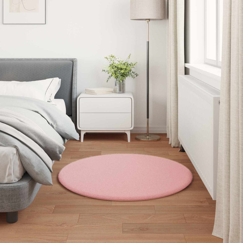 vidaXL Mű Nyúl Szőr Szőnyeg Olite Rózsaszín Ø 120 cm Poliészter