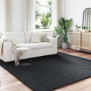 vidaXL Mű Nyúl Szőr Szőnyeg Olite Fekete 200 x 200 cm Poliészter