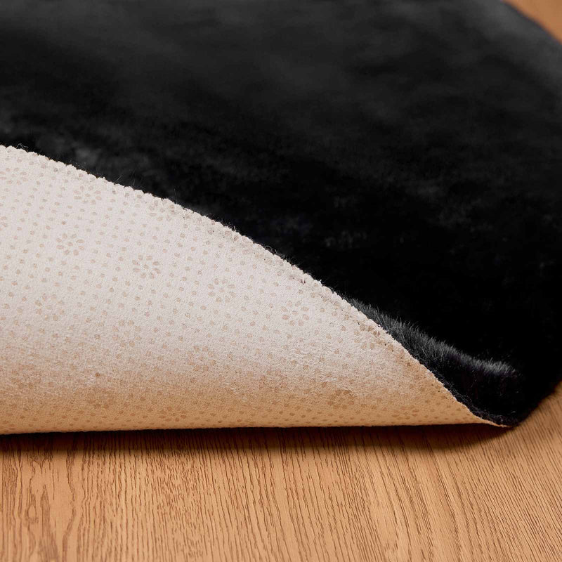 vidaXL Mű Nyúl Szőr Szőnyeg Olite Fekete Ø 160 cm Poliészter