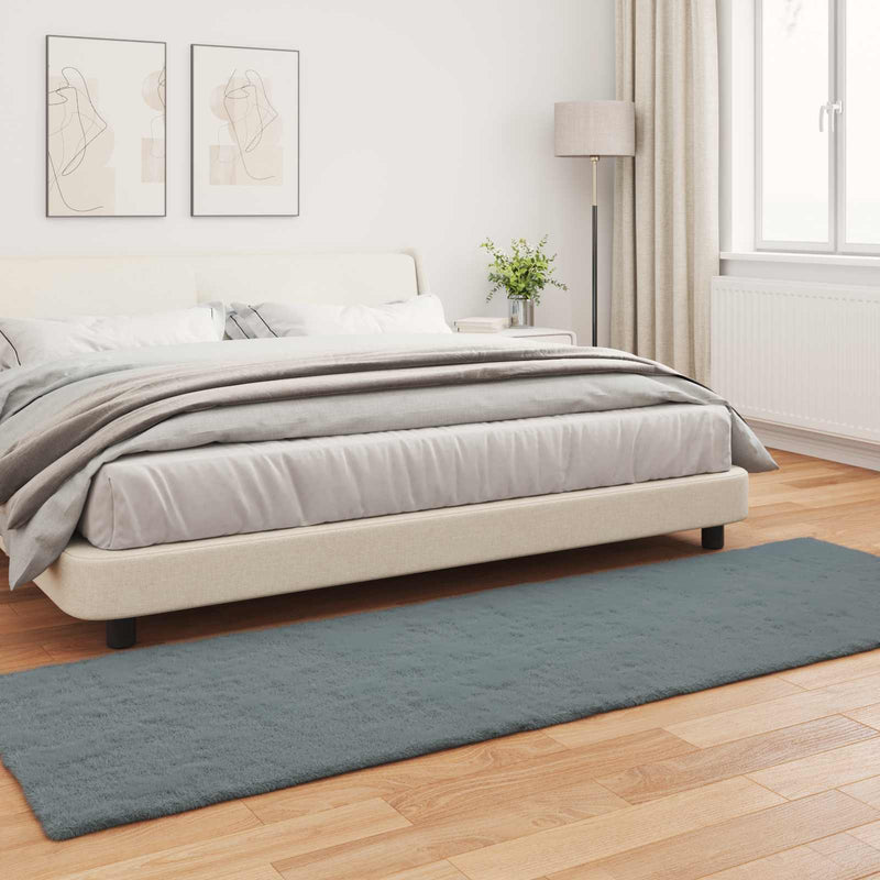 vidaXL Mű Nyúl Szőr Szőnyeg Olite Antracit 80 x 250 cm Poliészter