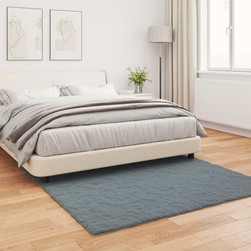 vidaXL Mű Nyúl Szőr Szőnyeg Olite Antracit 120 x 120 cm Poliészter